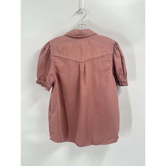Ba&sh Danee Pearl Snap Puff Sleeve Lady Shirt Blouse Sz 2 = Medium Whimsy Rose - Picture 6 of 6
